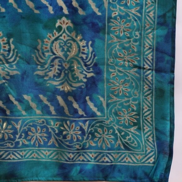 Shivansh Creations Women’s Teal Blue Printed Silk Blend Kurta Set– Ethnic Dress - Picture 5 of 10